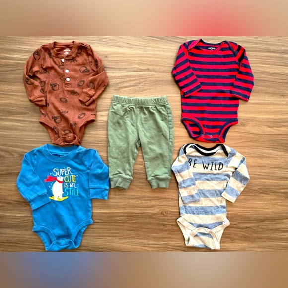 Carter's baby boy long sleeve multicolor Bodysuits for Cozy Comfort bundle - 6M - Picture 1 of 4